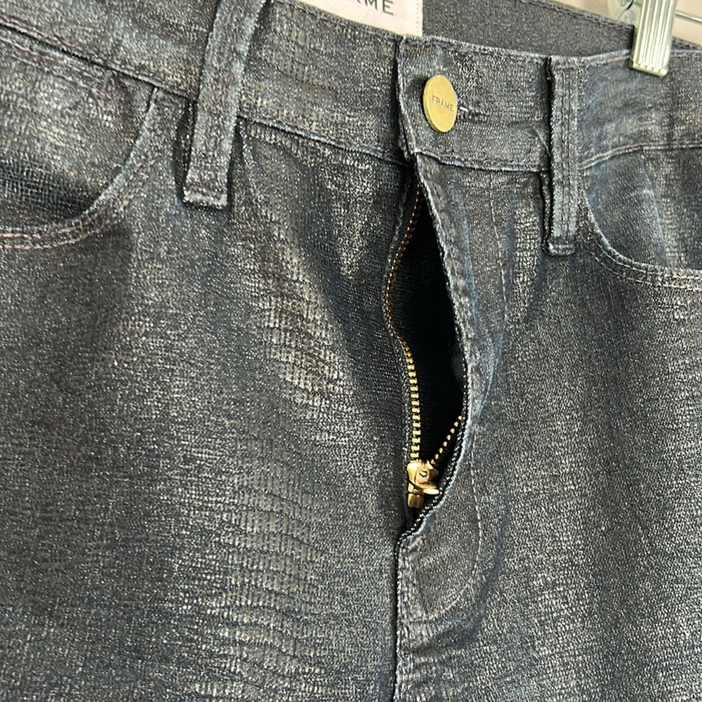 Frame Le High Straight Indigo Lizard Coated Jeans - Picture 9 of 14